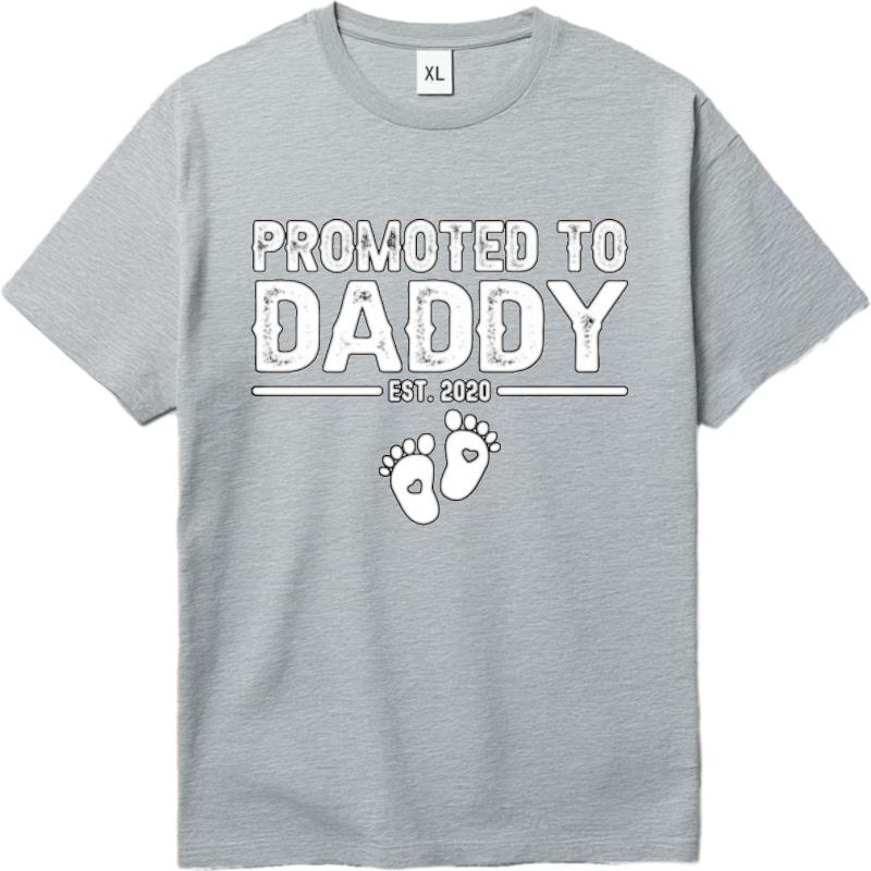 Adult For Her Round Neck Tshirt Big Size Teeshirt Promoted To Daddy Est 2020 Footprints Classic For Her Tops Relaxed Fit Tshirt