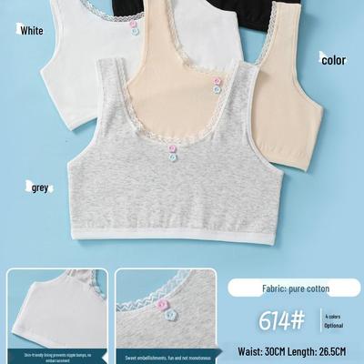 Girls' Cotton Training Bra: Breathable Puberty Vest for Students