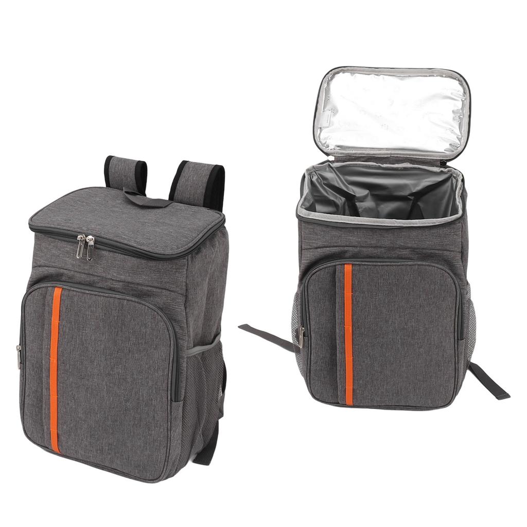 Thermal Insulated Food Delivery Backpack Oxford Cloth and PEVA 18L Grey Leakproof Cooler Backpack