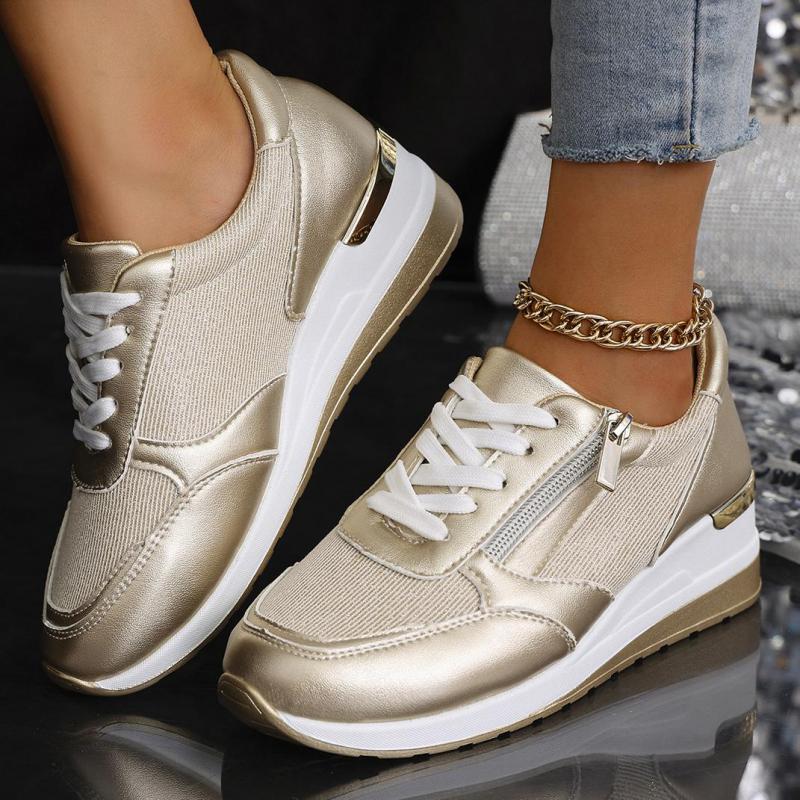 Fashion Silver Casual Shoes Spring Platform Wedge High Heeled Sneakers Thick Bottom Vulcanized Shoes Woman Comfort Sports Shoes
