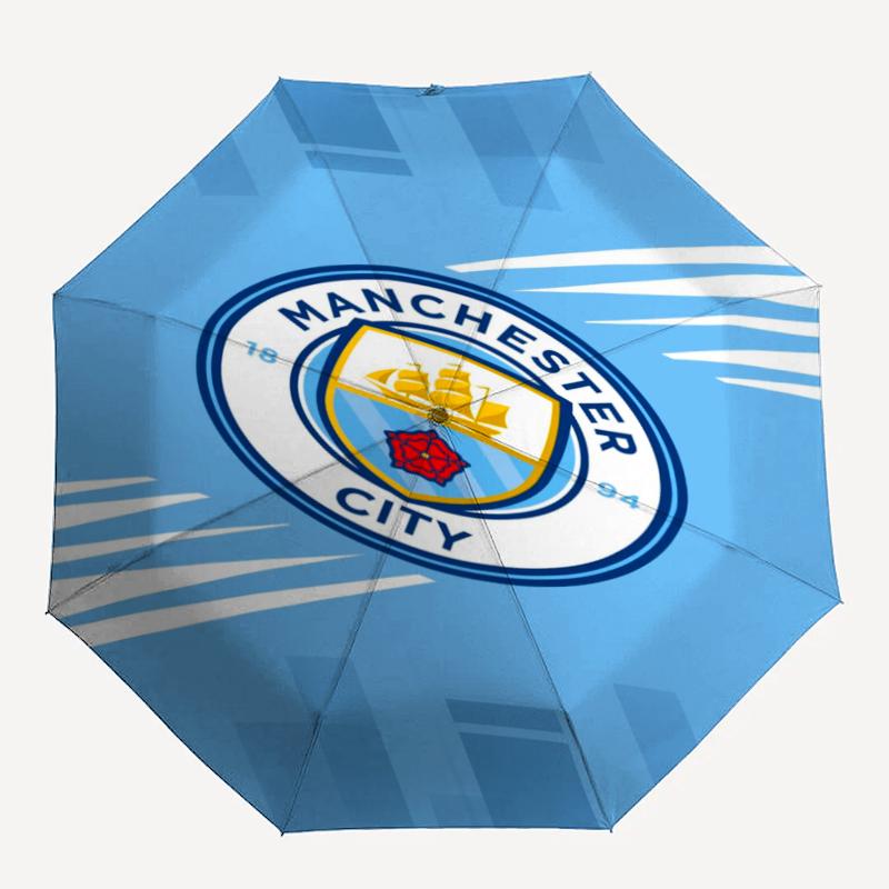 Manchester City Theme Automatic Umbrella, Lightweight & Portable, 8 Rib, Perfect for Outdoor Travel, Birthdays, Christmas, Gifts.