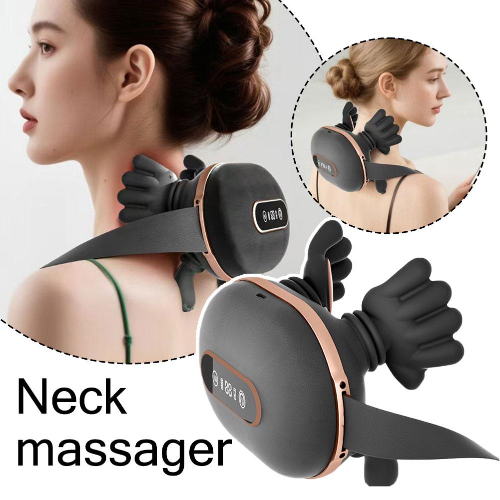 Brushless Motor Liquid Display Biomimetic Massage Neck Massager With 3 Levels Strength And 2 Levels Hot Compress