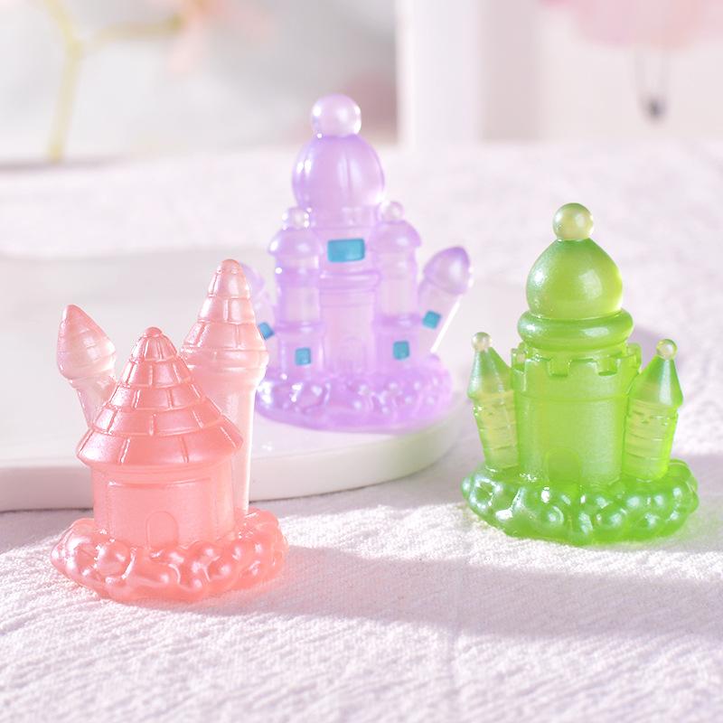 Luminous Cartoon Castle Car Ornaments Castle Resin Small Accessories