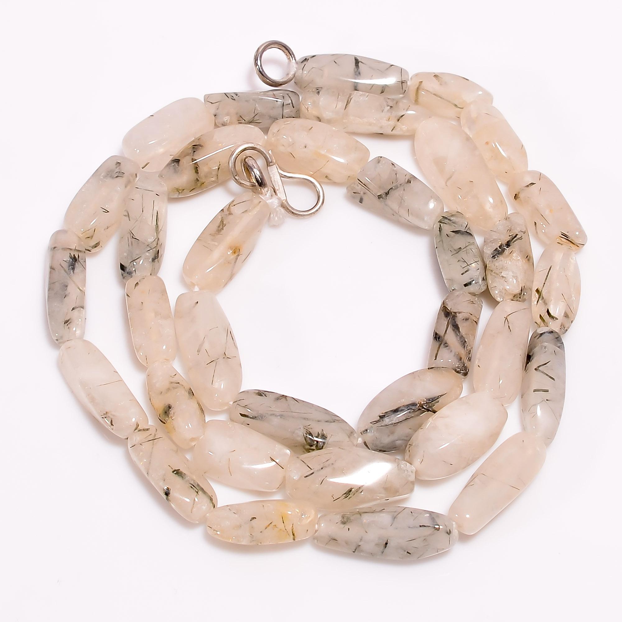 

ААА+ Натуральный Зеленый Рутиловый Кварц Смешанная Форма Гладкие Бусины Ожерелье 12-16 мм 18 UB-8493