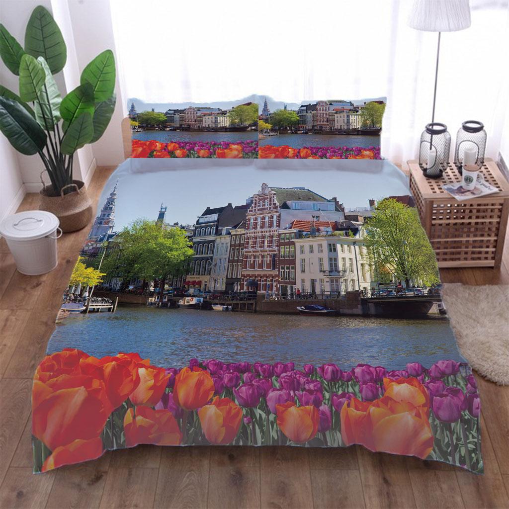 3D City View With Tall Buildings Bedding Sets Luxury Duvet Cover Comforter Set Exquisite Bedding Supplies Gift