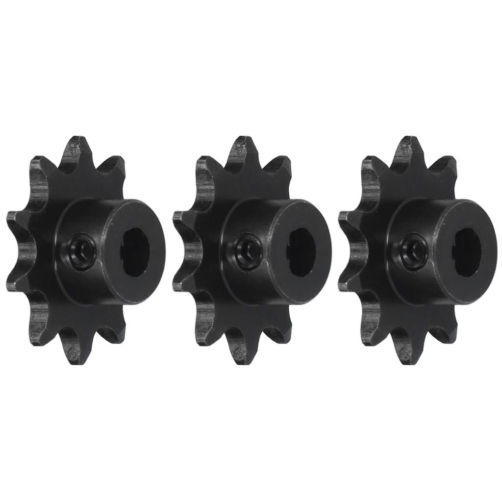 3 Stück Stahl Kettenrad Antriebsrad 8mm Teilung 6mm D-Bohrung 10 Zähne Satz Kit 530710060010