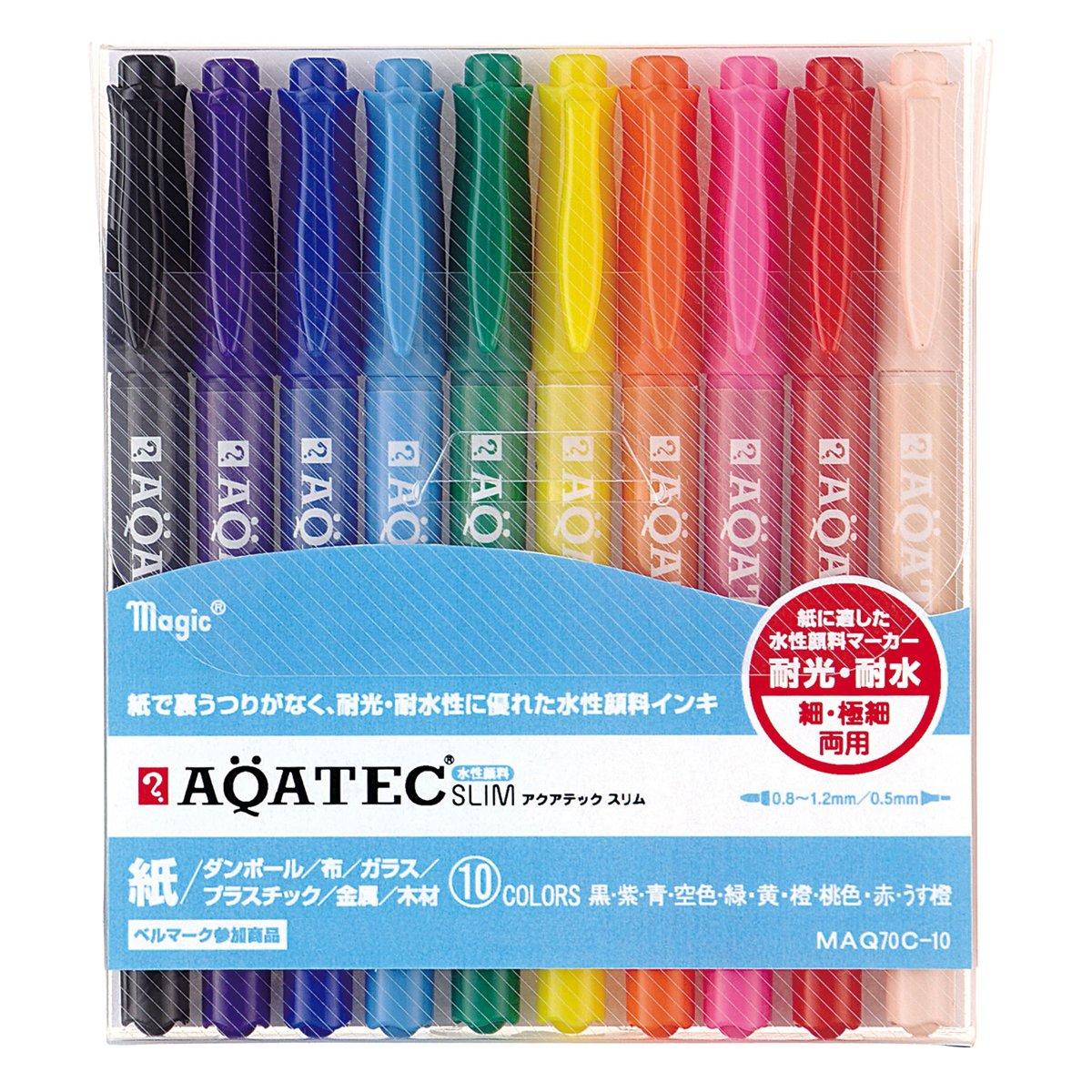 

Teranishi Chemical Magic Aquatex 10 Water-Based Pen, Slim, Colors, MAQ70C-10