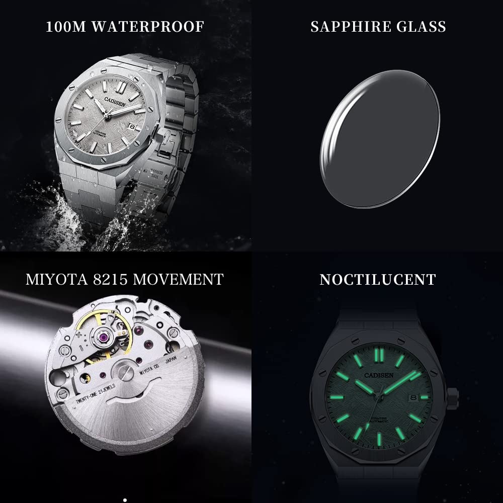 CADISEN Fabricat în MIYOTA8215 Royal German Retro Rezistent la apă până la 10 Carcasă Impermeabilă Hexagonală Rochie Oțel inoxidabil Safir Cadou de Maturitate C8193