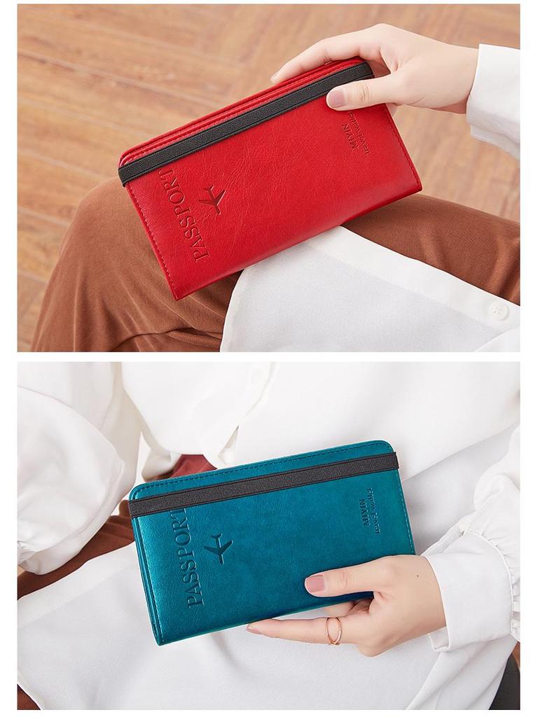 Xiangyin Dámská Velkokapacitní Multifunkční Kožená Peněženka a Cestovní Pasová Spojka