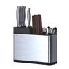 Porta utensili in acciaio inossidabile con più scomparti e design drenante per piano cucina, contenitore per posate