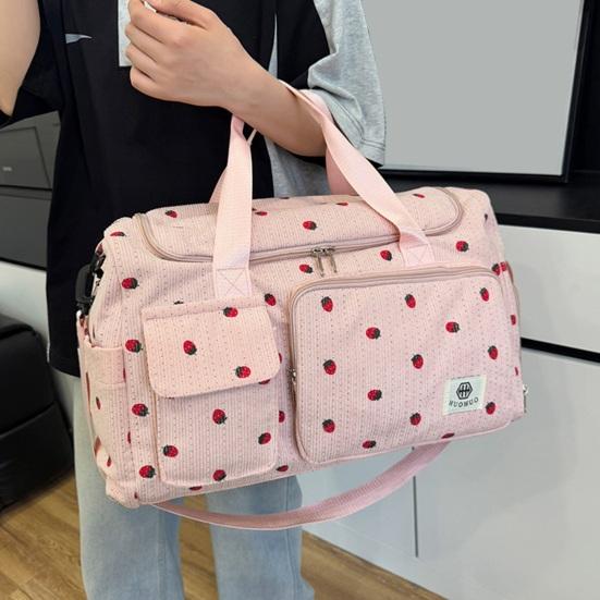Strawberry Travel Carryall Large Capacity Wet And Dry Separation Duffel Bag Crossbody Gym Bag with Shoes Compartment for Fitness Weekender