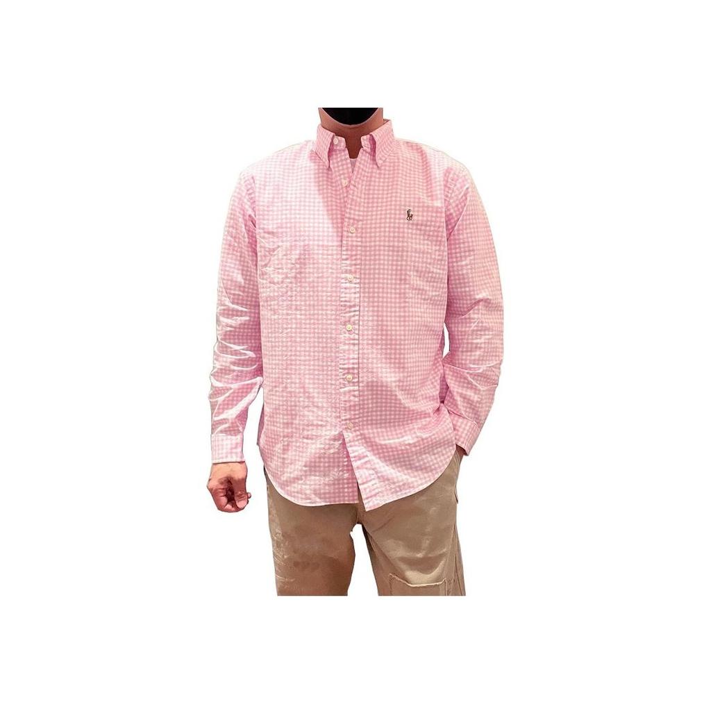 Polo Ralph Lauren Plaid Print Single-Breasted Casual Long Sleeve Shirt Men shirts Pink 710813021-005