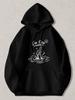Black Pullover Hoodie with "I'm Fine" Text & Thumbs Up Graphic - Casual Streetwear Sweatshirt, Hooded Sweatshirt Suitable for Dail