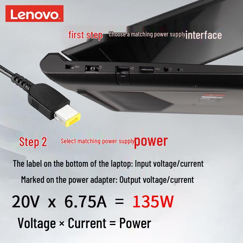 Lenovo 135W Square Port Laptop Power Adapter