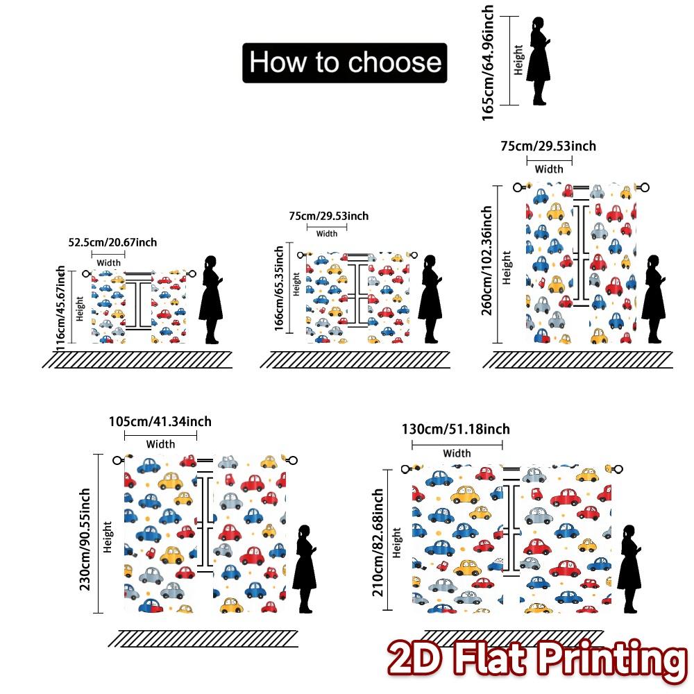 2D Flat Printing  JIT 2pcs   Curtains (Without Rod) Car Pattern Drapes Contemporary Chic Curtains Versatile Polyester Curtains