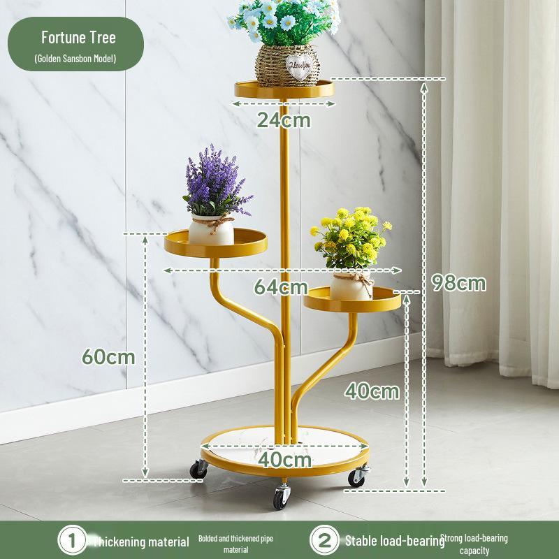 Movable Multi-layer Indoor Plant Stand with Wheels for Flowers and Pothos, Balcony or Living Room Floor-standing Storage Rack.