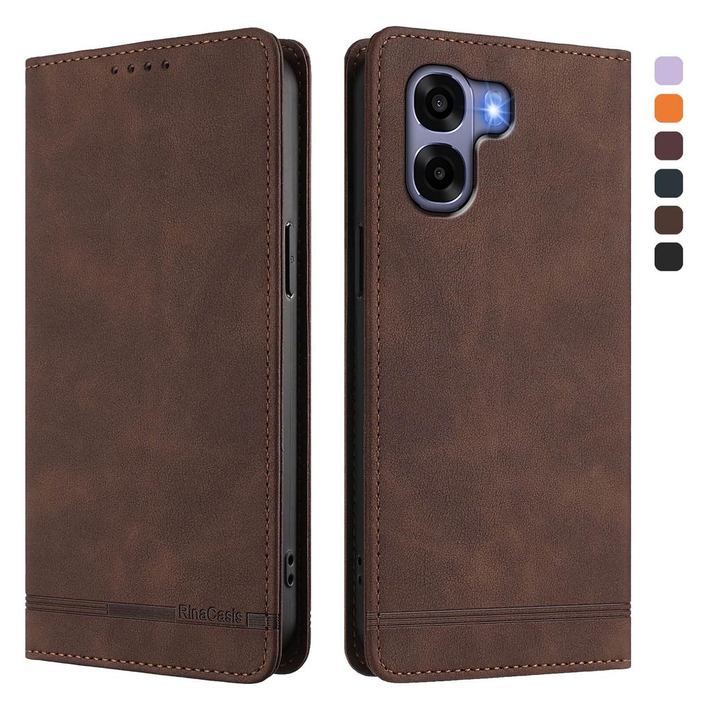 For Oppo A6x 4G Case RINACASIS RC23 RFID Blocking Wallet Stand PU Leather Phone Cover