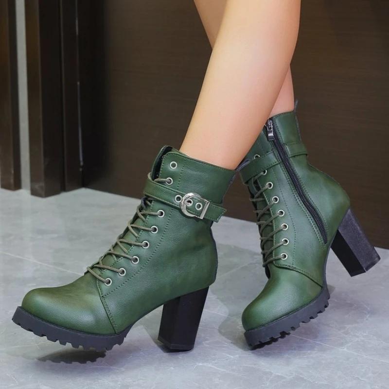 

autumn and winter new women s plus size belt buckle super high heels thick heel waterproof platform women s boots 42