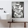 Funny Cat Bathroom Canvas Wall Art Posters Black And White Funny Animal Picture Wall Art Prints Canvas Painting Toilet Decor