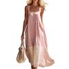 Huaqianguhh Summer Sleeveless Maxi Dress for Women, Color Block Square Neck A-line Long Dress, Casual Flowy Beach Vacation Sundress