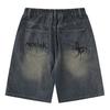 Shorts in Denim Blu Y2K Stampati con Ragnatela Estivi Larghi Casual Jeans Shorts Moda Harajuku Hip Hop Streetwear Shorts per Uomo