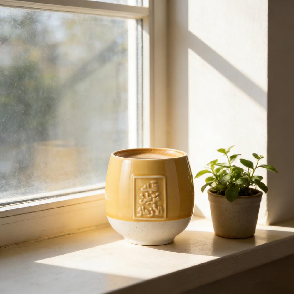 new Middle Eastern Ramadan ceramic espresso cup with creative embossed blessings in Arabic hand-held egg-shaped latte coffee cup