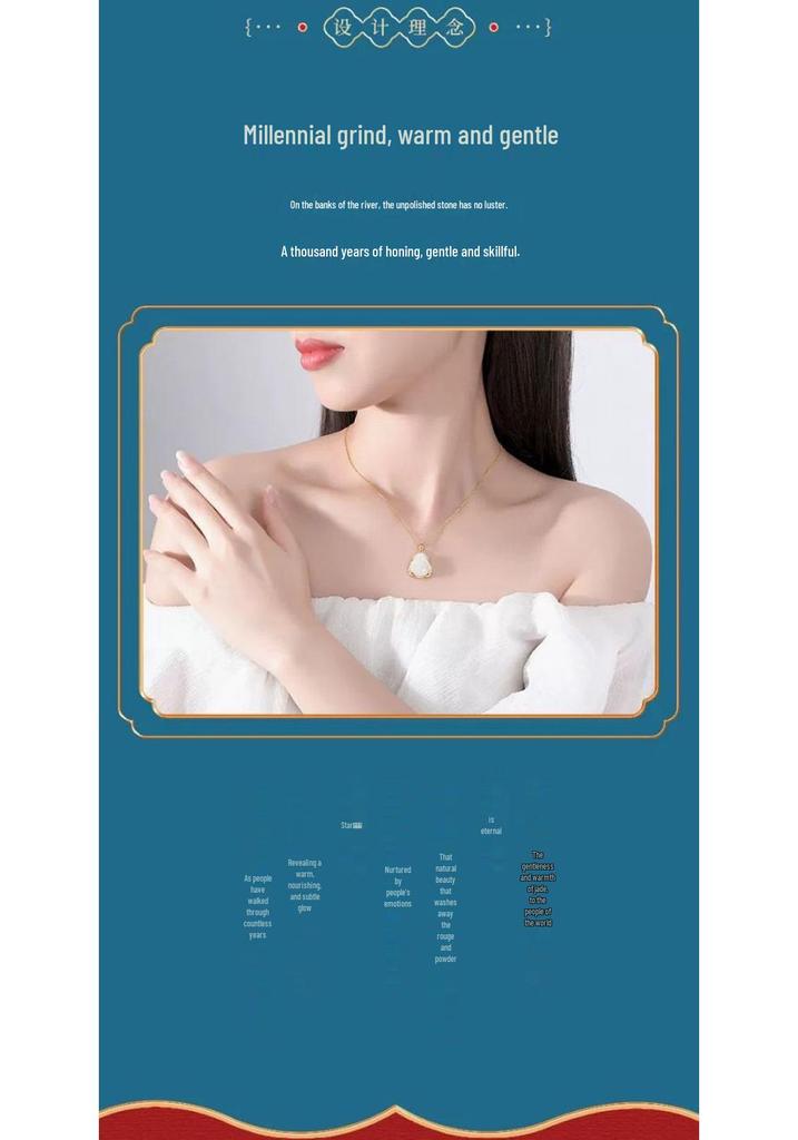 S925 Sterling Silver Hetian Jade Maitreya Buddha Necklace - Women's Trendy Ancient Style Clavicle Chain Pendant