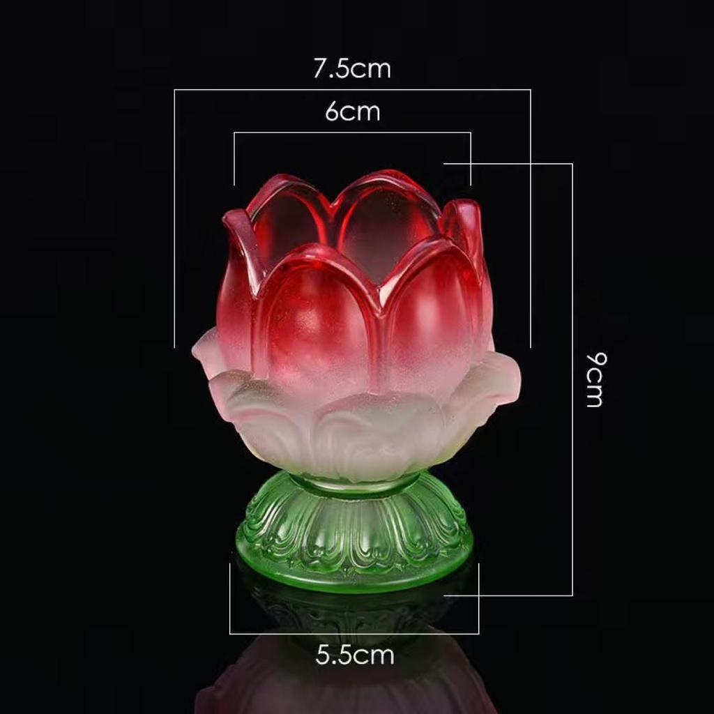 Lotus Glas Ghee Lamp Houder: Hittebestendige Kaars/Olie Lamp voor 24-Uurs Gebruik