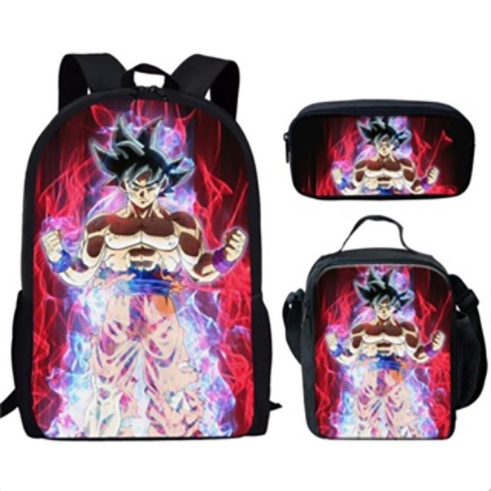 Dragon Ball Backpack Cross-border Trend Backpack Retro School Bag Dragon Ball Cartoon Three-piece Set