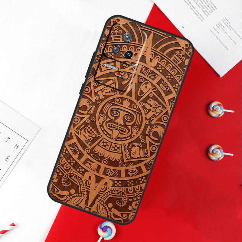 

Mayan Calendar Wood Pattern Cover For Xiaomi 15 Ultra 13 14 11T 12T 13T 14T Pro POCO X7 Pro X3 X5 X6 M6 F5 F6 Pro Case POCO F6