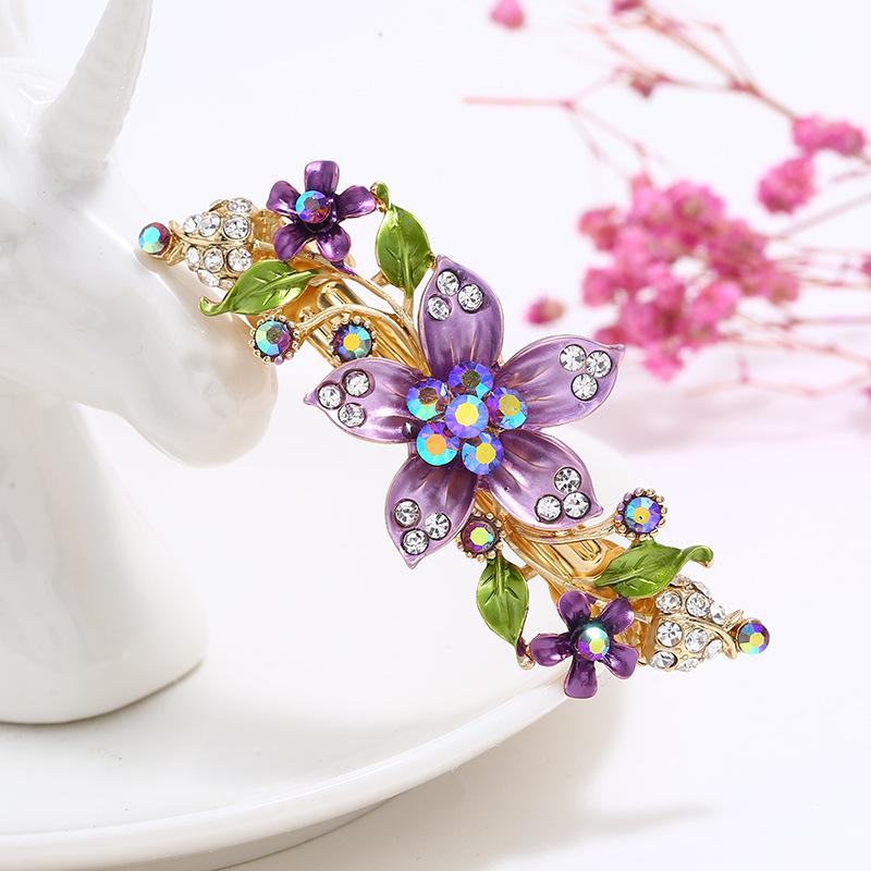 

Модная расписанная вручную великолепная заколка для волос женская темперамент интернет-знаменитости бриллиантовая пружинная заколка цветок аксессуары для волос на затылок