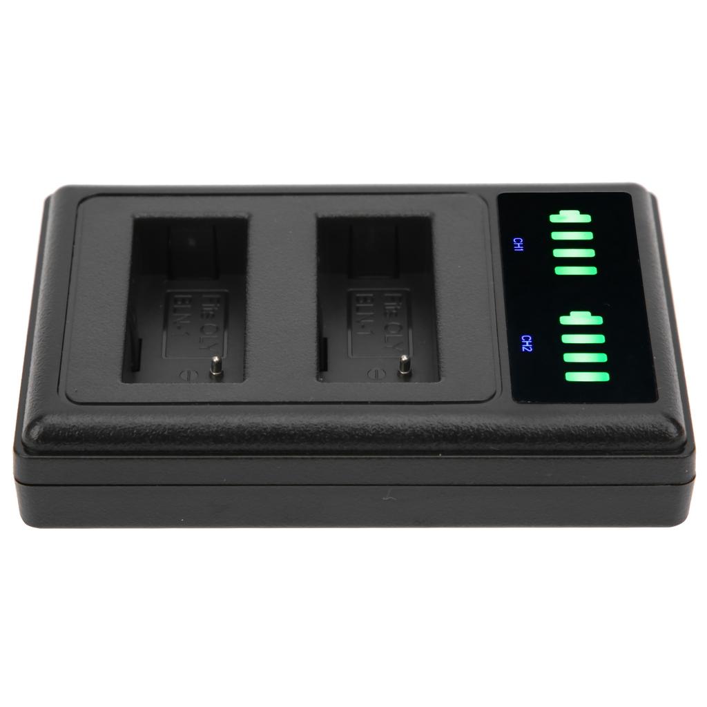 Micro TypeC Dual Port Camera Double Display Dual Dock Charger for BLN1 Battery Black