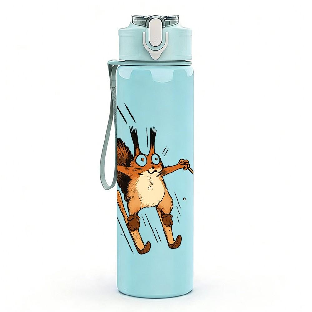 1PC Swinging Monkey Cartoon 750ml Color Plastic Sports Water Bottle Leakproof Flip Straw Lid Suitable for Sports Office Home Use
