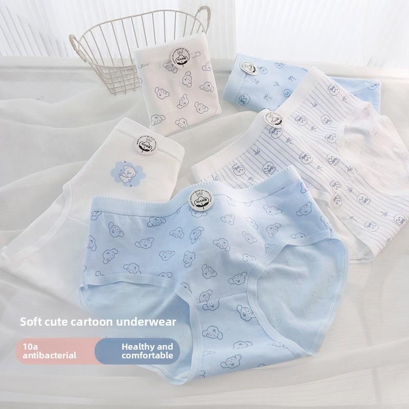 Girls Spring and Summer Lovely Print 10A Antibacterial Cotton Crotch Comfortable Breathable Briefs