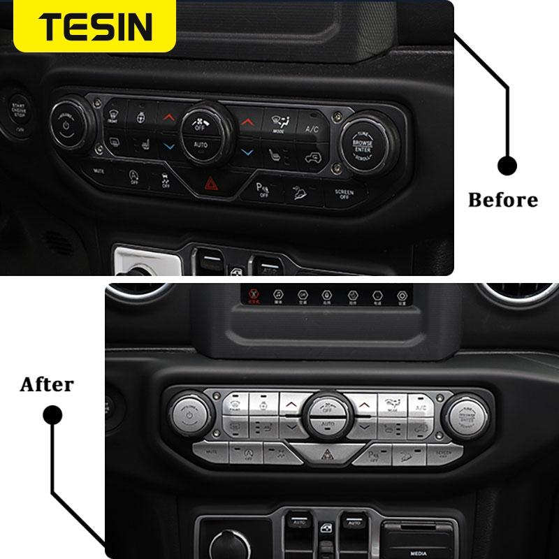 Car Center Console Button Decoration Cover Stickers for Jeep Wrangler JL Gladiator JT 2018     Accessories