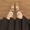 French retro flat bottom shallow mouth Mary Jane single shoes women's summer 2026 new with skirt soft sole versatile two wear short boots