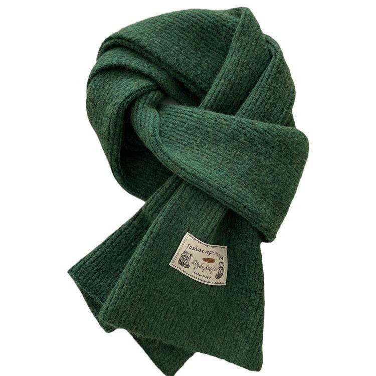Korean version contains knitted wool solid color scarf women's winter thickened warm versatile high sense white scarf tide