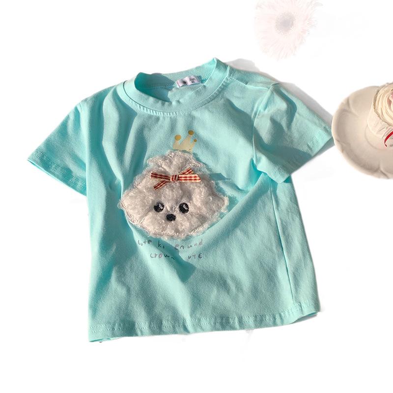 Boy And Girl Casual Short-sleeved T-shirt For Summer, Cute Plush Dog-style Children's Top