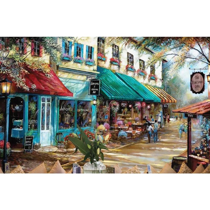 Carta da Parati 3D Retro Dipinto a Mano Stile Europeo Angolo di Strada Edificio Ristorante Caffè Murale Decorazione Parete di Sfondo Affresco