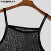 INCERUN Men Strap See Through Tank Tops Sleeveless Party Mesh Glitter T-shirts