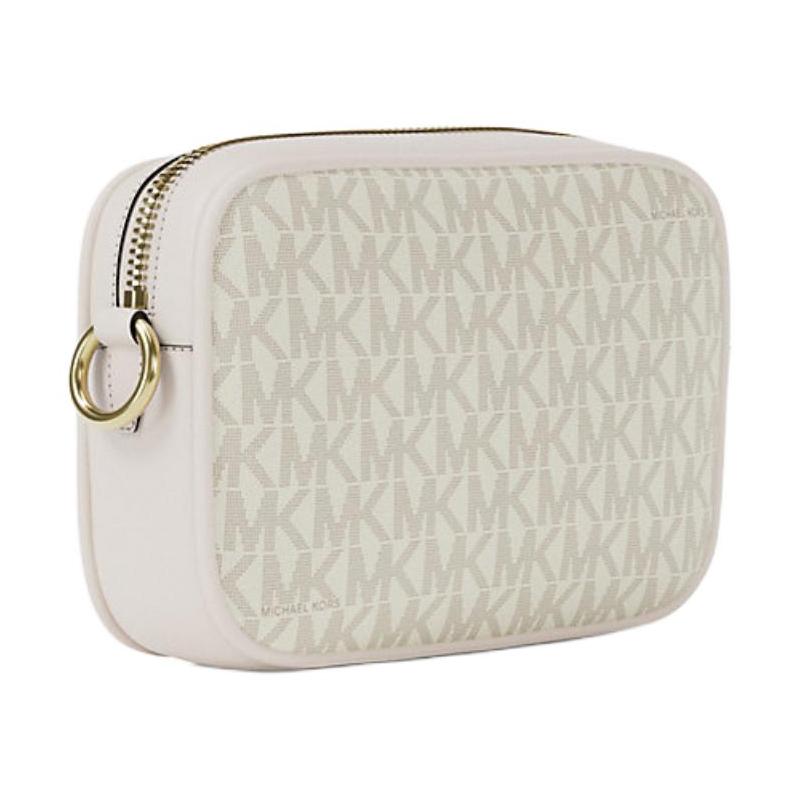 Michael Kors Jet Set Letter Print Gold Hardware Artificial Leather and Polyester and Polyurethane Camera Bag Crossbody Bag Small Women's Multicolor