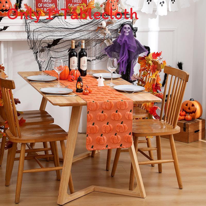 Polyester Halloween Table Runner With Embroidered Ghosts And Pumpkins For Party Decor