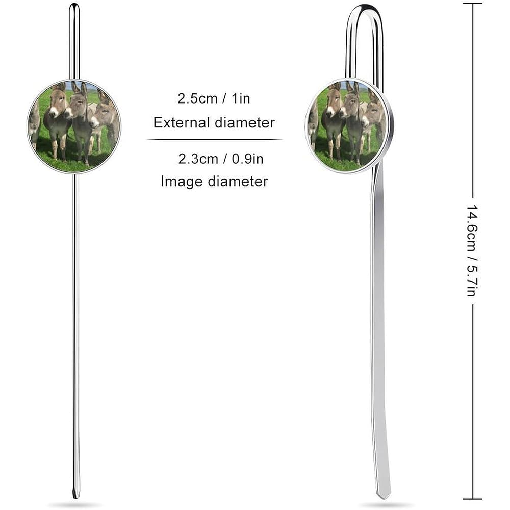 Green Prairie Donkey Stainless Steel Metal Bookmark Long Bar Page Marker with Round Ornament Read...