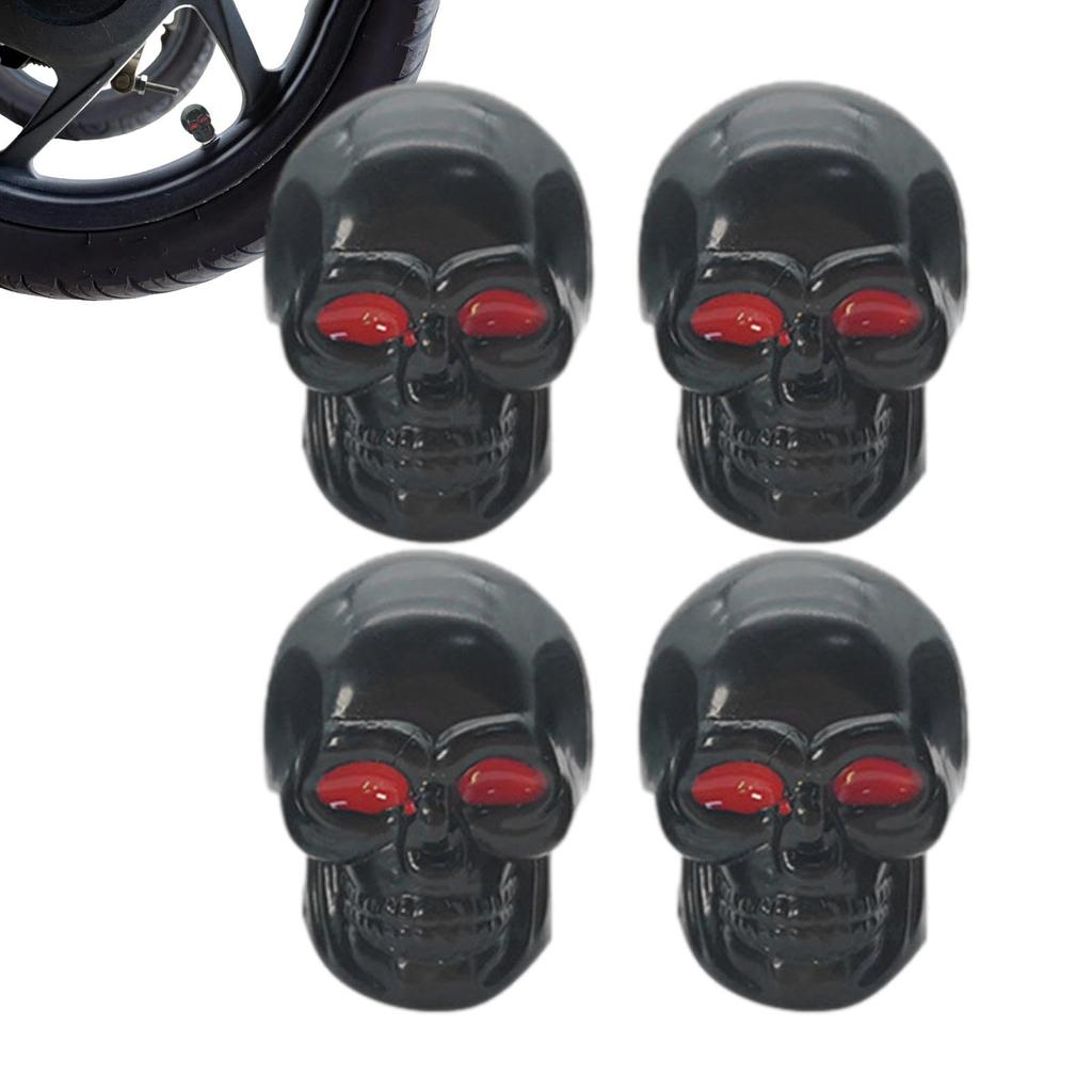 Skeleton Tire Valve Stem Caps, Skull Tire Valve Caps, 4 Skull Motorcycle Valve Stem