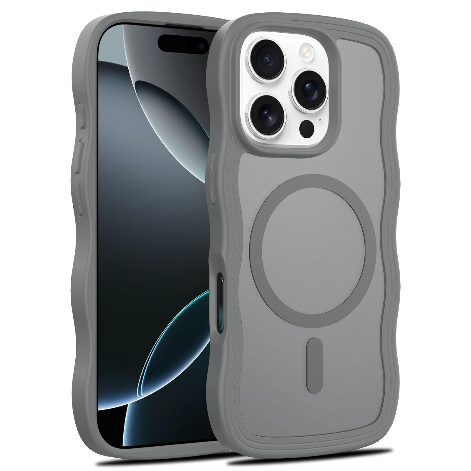 

Cross-border Magnetic Frosted iPhone 16e Case - Drop-Proof with Skin-Feel Finish for 17 Pro Max iPhone 16 серый