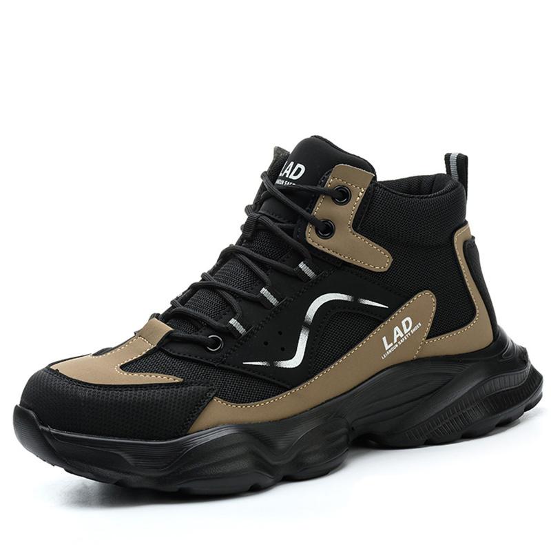

men s casual breathable plastic toe cap working safety boots worker tooling security shoes cowboy safe ankle botas mans footwear 280 верблюд