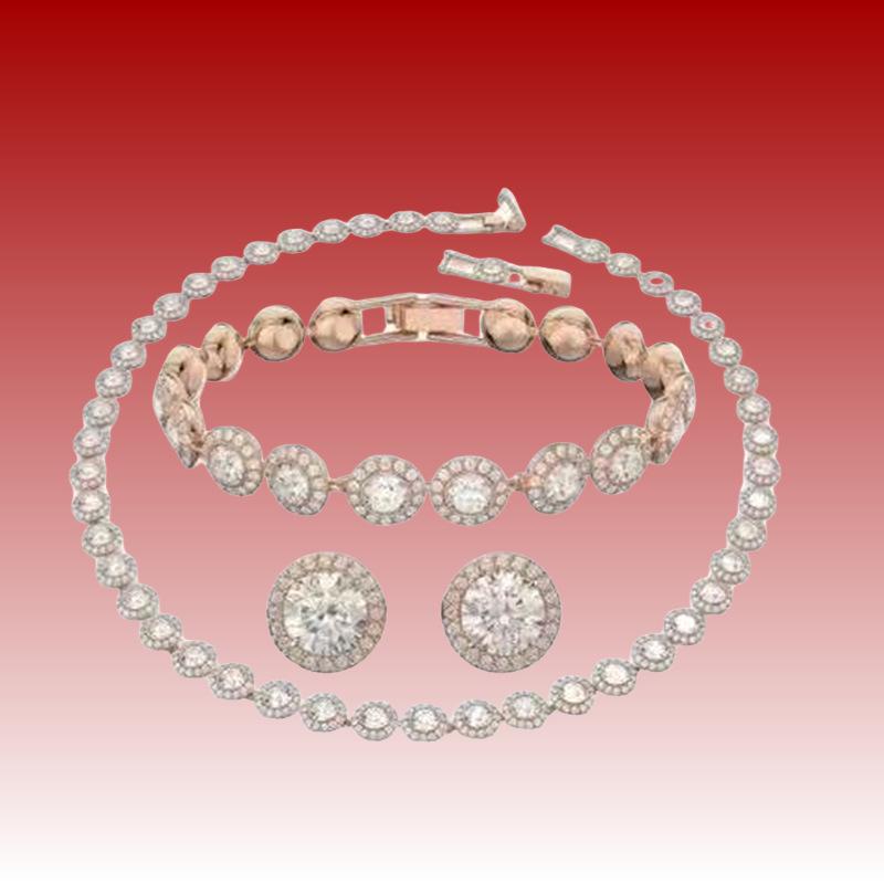 Shijia Kadın Hafif Lüks Kristal Kolye, Bileklik ve Küpe Seti