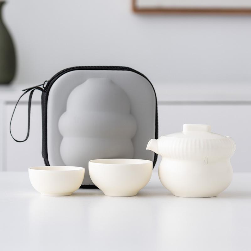Travel tea set Kuaike cup portable high-end outdoor travel tea cup one pot two cups ceramic tea pot