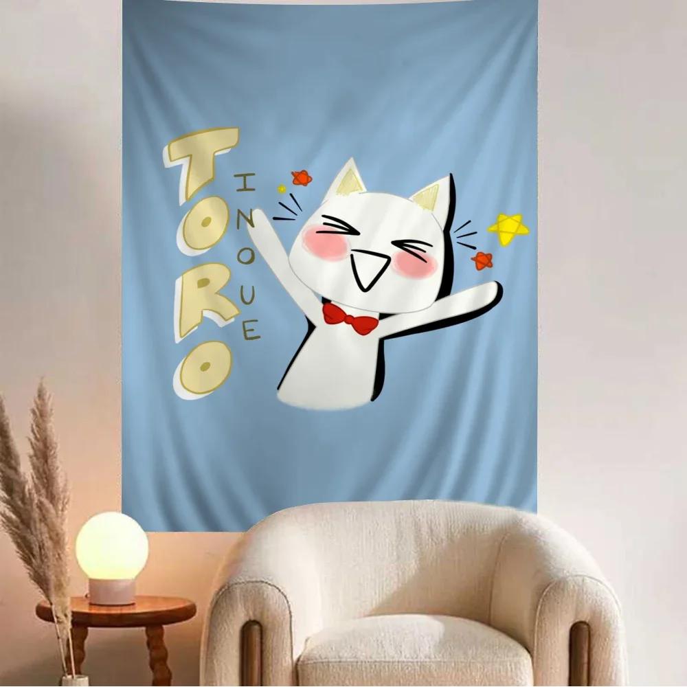 Inoue Toro SÜße Katze Hippie Wandbehang Wandteppiche für Wohnzimmer Zuhause Wohnheim Dekor Kunst Heimdekoration