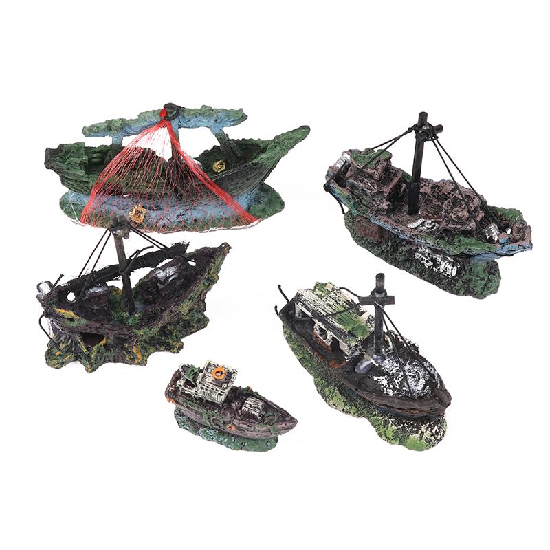 1 Pezzo Accessori Fai da Te per Acquario Acquario Serbatoio Pesci Paesaggio Nave Pirata Relitto Nave Decorazione Ornamento Barca in Resina